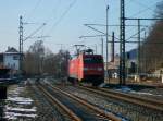 152 091 durchfhrt am 16. Mrz 2013 als Lz den Bahnhof Kronach Richtung Saalfeld. Netten Gru zurck an den Tf!