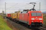 152 121-0 DB Schenker bei Staffelstein am 22.11.2013.