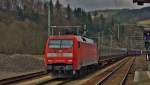 152 142-6 zu sehen bei der Einfahrt mit einen gemischten Güterzug in den Bhf von Probstzella am 11.03.15.