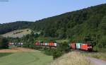 152 157-4 mit einem Containerzug bei Beulshausen 12.6.15