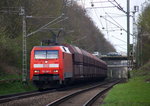 152 148-3 DB kommt die Kohlscheider-Rampe hoch aus Richtung Neuss,Herzogenrath mit einem langen Kohlenleerzug aus Bernburg nach Gent-Zeehaven(B) und fährt durch Kohlscheid in Richtung
