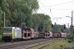 152 005  Claas  am 24.8.12 mit einem gemischten Gterzug in Ratingen-Lintorf.