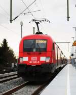 Am 19.02.2012 , 16:15 Uhr schiebt  182 020-8 den Zug der Linie S1  nach  Meien
Triebischtal, nachdem sie am neuen Interimshaltepunkt  
Radebeu Weintraube kurz gehalten hat.
Die S-Bahn verkehrt derzeitig auf den elbseitg gelegenen Gleisen, die spter dem Fernverkehr vorbehalten sein sollen. 