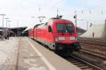 182 005-9 wartet auf ihre Reise mit dem RE1 von Magdeburg Hbf nach Frankfurt (Oder). 17.03.2013