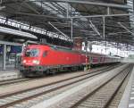 182 025-7 verlsst am 12. August 2013 mit einer RB nach Eisenach den Erfurter Hbf.