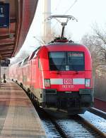 Nachschuß auf die 182 020-8 die am 30.01.2014 ihre S1 nach Meißen Triebischtal schiebt. Hier beim Halt in Dresden Reick