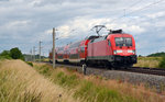182 018 erreicht mit einer S2 aus Delitzsch kommend Zschortau. Anschließend beförderte der Stier seinen Zug am 21.06.16 noch bis Leipzig-Connewitz.