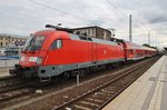 182 018 steht mit einer RB42/S2 (RB17715) nach Leipzig-Connewitz am 1.8.2016 im Magdeburger Hauptbahnhof.