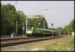 Flixtrain mit Taurus ES63U2-005 erreicht hier den Bahnhof Hasbergen und ist um 9.12 Uhr unterwegs nach Hamburg.