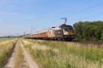 182 523 mit einem Flixtrain-Zug fotografiert bei Nörten-Hardenberg am 25.06.2019