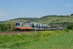 Am 05.06.2019 begegnete uns 182 532 (Hector Rail / 242.532  Lightyear ) im Maintal bei Thüngersheim auf dem Weg nach Süden.