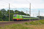 242 517 (182 517) führte am 16.06.24 den FLX 1363 nach Leipzig durch Wittenberg-Labetz.