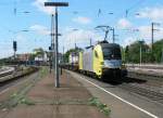 182 597 von TXL fhrt mit einem KLV Zug von Basel Richtung Mannheim.
