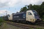 WLB 182 535 (ES 64 U2-035)zieht MRCE Dispolok 182 532 (ES 64 U2-032) und Containerzug durch Ratingen-Lintorf