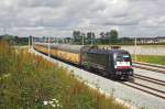 182 504 von MRCE Dispolok mit einem ARS-Autozug nach Mnchen bei Haspelmoor (Aufnahmedatum: 11.07.2011)