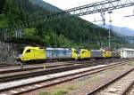 Nachdem 182 541 + 182 534 einen KLV zum Brenner gebracht haben, werden die beiden Ochsen von 189 901 am 06.06.2007 wieder auf die sterreichische Seite gebracht.