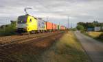 Am 15. September 2009 fuhr ein Boxxpress Taurus durch Wiesental mit einem 
Containerzug.