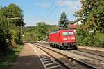 Nachschuss auf 185 396-9, als sie am Mittag des 28.08.2015 als Lokzug durch den Haltepunkt von Etterzhausen in Richtung Nürberg Rbf.