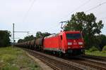 185 343-1 DB als Kesselzug fährt in Schkortleben auf der Bahnstrecke Halle–Bebra (KBS 580) Richtung Großkorbetha. [8.8.2017 - 11:41 Uhr]