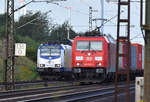 Metronom ME 146-10 und Deutsche Bahn BR 185 315-9 in Parallelfahrt. Höhe Bardowick. 12.09.2017