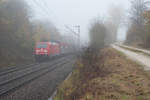 185 387-7 mit einem gemischten Güterzug bei Parsberg Richtung Nürnberg, 04.11.2016