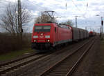 185 393-6 DB kommt mit einem Aluzug aus Göttingen nach Nievenheim und kommt aus Richtung Neuss-Hbf,Neuss-Süd,Norf,Neuss-Allerheiligen und fährt gleich in den Güterbahnhof von