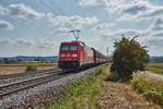 185 384-5 am Ende des Kohlezuges gesehen bei Pölling am 16.08.2018.