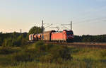 Es darf auch mal kurz sein. 185 315-9 der DB Cargo zog einen 4-teiligen (2 Schiebewandwagen und 2 mit Ammoniumnitrat beladenen Schüttgutwagen) Güterzug in Richtung Hagenower Land. 3km östlich von Büchen, 05.09.2018.