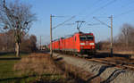 185 193 führte am 20.01.19 185 165 und 152 084 als Lokzug durch Greppin Richtung Bitterfeld.