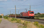 Am 11.08.19 führte 185 372 einen gemischten Güterzug durch Landsberg Richtung Halle(S).