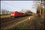 DB 185291-2 ist hier am 17.12.2019 um 14.46 Uhr bei Hasbergen mit einem gemischten Güterzug auf der Rollbahn in Richtung Münster unterwegs.