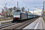Schüttgutzug (Kohle?) der PKP Cargo mit 185 554-3 der Mitsui Rail Capital Europe GmbH (MRCE), vermietet an die CFL Cargo Deutschland GmbH, durchfährt den Hp Hohenthurm auf der Bahnstrecke