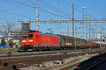 DB Lok 185 094-0 durchfährt den Bahnhof Pratteln.