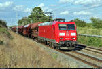 Schüttgutzug mit 185 074-2 DB fährt bei Eisdorf (Teutschenthal) auf der Bahnstrecke Halle–Hann. Münden (KBS 590) Richtung Teutschenthal.
[3.7.2020 | 18:51 Uhr]