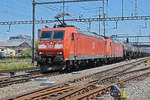Doppeltraktion, mit den DB Loks 185 140-1 und 185 095-7 durchfährt den Bahnhof Pratteln. Die Aufnahme stammt vom 25.06.2020.