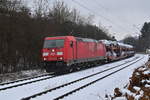 Mein erster Millionenzug dieses Jahr, gezogen wird er von der 185 286-2 am 13.1.2021 durch Neckargerach gen Heidelberg.