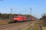 185 127-8 mit dem EZ 45005(Mannheim Rbf-Chiasso Smistamento) bei Friedrichstal 6.3.21