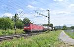 185 035-3 mit einem Mischer kommt hier aus Weinheim Hbf gen Weinheim Sulzbach gefahren am Dienstag den 10.8.2021