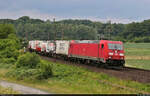 KLV-Zug mit 185 312-6 unterwegs südlich von Friedland (Niedersachsen) Richtung Eichenberg.