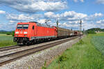 185 347 mit einem gemischten Güterzug bei Seubersdorf Richtung Nürnberg, 28.05.2020
