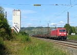 DB 185 290-4 mit einem gemischten Gterzug Richtung Wrzburg, am 25.08.2021 in Karlstadt (Main).