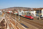 185 117 mit EZ in Richtung Plochingen am 11.03.2022 in Oberesslingen. 