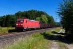 185 374 DB Cargo mit einem leeren Kohlezug bei Postbauer-Heng Richtung Nürnberg, 31.07.2020