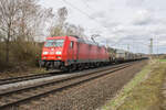 185 204-5 ist am 22.03.2023 mit einem gemischten Zug bei Kerzell