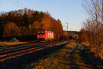 185 273 DB Cargo  Impulse geben - Kultur erleben  mit einem leeren Kohlezug bei Postbauer-Heng Richtung Nürnberg, 02.03.2021