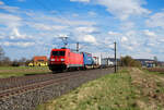 185 285 DB Cargo mit einem KLV-Zug bei Gunzenhausen Richtung Ansbach, 11.04.2021