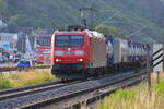 In morgendlichem Gegenlicht sieht 185 051 noch abgerockter aus. Aufgenommen am 13.06.2024 in Oberlahnstein