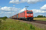 Am 13.06.24 führte 185 195 einen gemischten Güterzug durch Gräfenhainichen Richtung Bitterfeld.