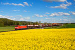 185 163 DB Cargo mit einem Getreidezug bei Lehrberg Richtung Würzburg, 22.05.2021