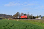 DB 185 097 mit einem H-Wagenzug nach Bremerhaven Nordhafen am 28.04.2021 bei Dahle